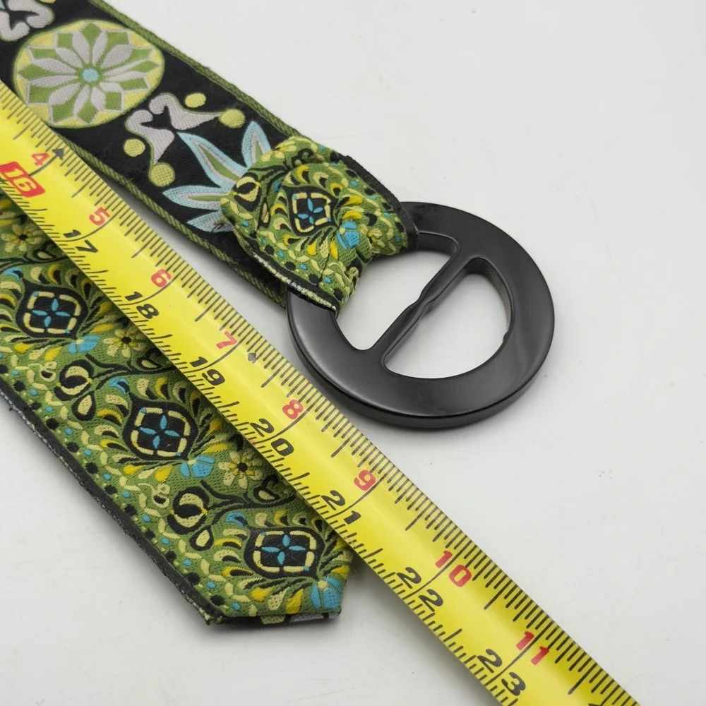 Woven Tapestry Belt Green Floral Paisley Vtg Style 42in Boho Cinch Cottagecore